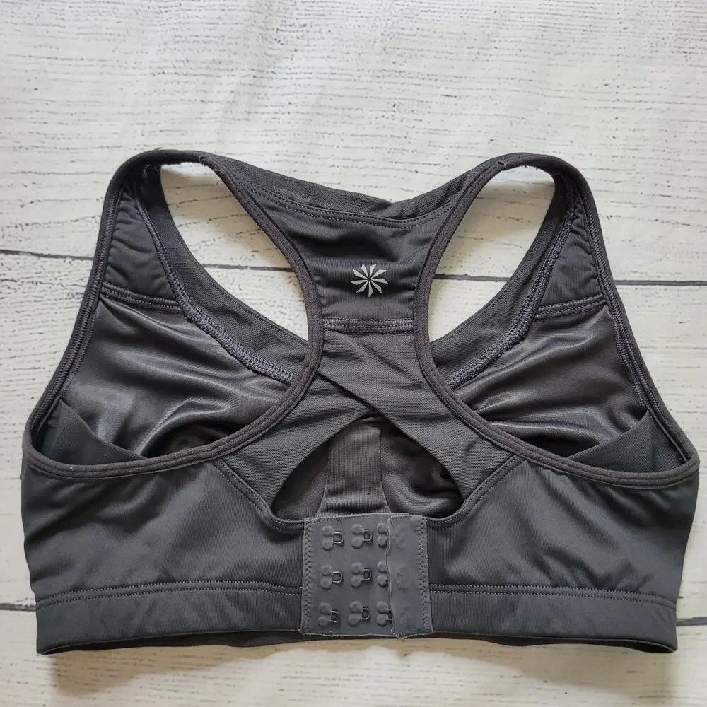 Athleta Size 32C Gray Racerback Sports Bra Style‎ Medium Impact